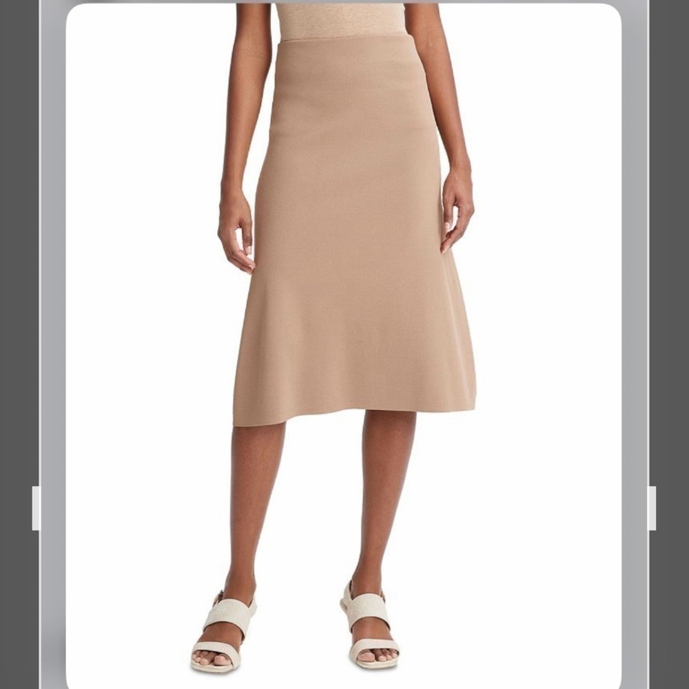 Vince Soft Sculpted Knee-Length Skirt in CASHEW Size M - Picture 4 of 9